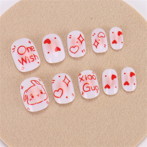 24 cái/hộp Dễ Thương Đầy Đủ Bìa Ngắn Vuông Báo Chí Trên Móng Tay Trẻ Em Trẻ Em Móng Tay Salon Ngắn Dễ Thương Trẻ Em Móng Tay Giả Báo Chí Trên - Product Image 3