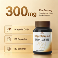 Capsules de Benfotiamine en marque privée OEM, complément de vitamine B1 liposoluble, 120 capsules végétaliennes, complément alimentaire antioxydant