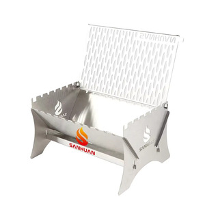 כיריים קמפינג מתקפלות מנירוסטה של סנהואן, גריל פחמים נייד להסקה בעץ - Product Image 3