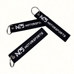 Factory Wholesale <b>Custom</b> Logo Woven Jet Tags Letter Charms <b>Keychain</b> - Product Image 4