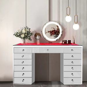 Coiffeuse en verre avec tiroirs Ensemble de meubles de <span class=keywords><strong>chambre</strong></span> à coucher de haute qualité Coiffeuse de maquillage avec 2 grands garçons - Product Image 3