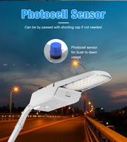 En stock aux États-Unis, en UE et au Canada, éclairage LED pour rue 75W 105W 150W, RoHS LM80 IES, capteur photocellule, corps en alliage d'aluminium, indice de protection IP66 disponible