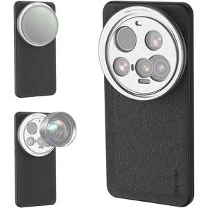 Para Xiaomi 15 Ultra, Funda de TPU y PC con Aspecto de Cuero Sintético y Protector de Lente de Cámara de 17 mm - Product Image 1