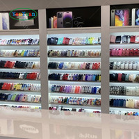 Présentoirs pour Magasins de Téléphonie Mobile avec Logo Lumineux LED, Vitrine Murale en Verre pour Intérieur de Magasin Informatique et Salle d'Exposition
