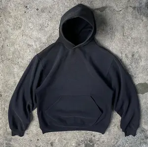 Üretici kırpılmış Hoodie Unisex kalın boy pamuk ağır özel Boxy Fit Hoodie 400gsm 500gsm Mens