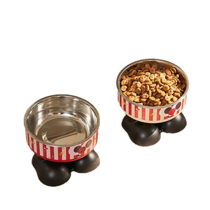 Bol pour animaux de compagnie en acier inoxydable surélevé, antidérapant, facile à nettoyer, pour l'alimentation et l'eau des chats et des chiens, avec support - Product Image 5