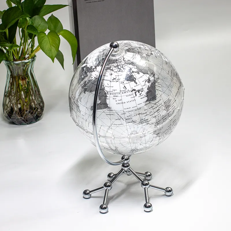 Wellfun silbernes Homeoffice-Zubehör 20 cm Globus Großhandel Dekor Lieferanten rotierender Erdkugel modernes Geschenk Globus Weltkarte