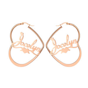 Venta caliente pendiente <span class=keywords><strong>de</strong></span> aro <span class=keywords><strong>de</strong></span> acero inoxidable nombre personalizado pendiente Aro para regalo <span class=keywords><strong>de</strong></span> joyería tamaño 30MM a 100MM - Product Image 5