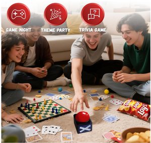 Bouton de sonnerie pour jeu de quiz avec indicateur lumineux LED, grand bouton poussoir, pour compétition, jeu familial, alimenté par piles, fonction chanson, OEM - Product Image 4