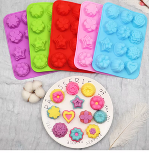 Molde de Silicona para Hornear Pasteles, Chocolate, Gelatina, Postres, Moldes de 12 Cavidades con Forma de Corazón y Flores - Product Image 4