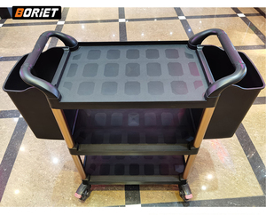 Strong PP <b>Plastic</b> Functional Service <b>Trolley</b> carts Hotel & Kitchen Cleaning Service <b>Trolley</b> Cart 3 Shelves Mobile with 4 Wheels - Product Image 3