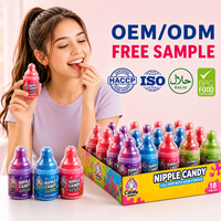 Bonbons durs en forme de sucette avec poudre acidulée, certifiés HACCP/BRC, Halal, personnalisables, bonbons jouets en forme de tétine de biberon pour bébé