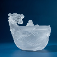 Pot de rangement en cristal de luxe avec couvercle, relief 3D sculpté, dragon chinois, décoration artistique orientale, cadeau