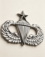 Insignia Metálica Personalizada Antigua Tradicional con Estrella de Paracaidista en Relieve 3D, Aleación de Zinc, Chapado en Oro y Níquel, Pin de Alas Aerotransportadas