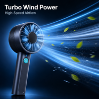 Ventilateur portable rechargeable 2026 avec lumière LED, 2600 mAh, mini, 4 vitesses, USB Type C, 3W, sans balais, compatible voiture, portable, été