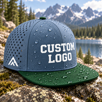 Casquettes de baseball imperméables bicolores de haute qualité, découpées au laser, avec trous respirants, visière plate, impression personnalisée du logo, casquette snapback pour adultes
