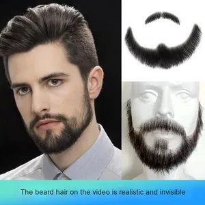Vente en gros de cheveux humains européens Remy authentiques, style exotique, accessoires de maquillage, favoris invisibles doux, moustache, film de déguisement, <span class=keywords><strong>fausse</strong></span> <span class=keywords><strong>barbe</strong></span> - Product Image 2