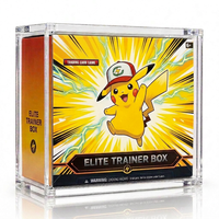 Boîte de présentation transparente en acrylique pour ETB et Booster Box avec protection UV à 99 %, couvercle magnétique, support de rangement transparent pour collection TCG