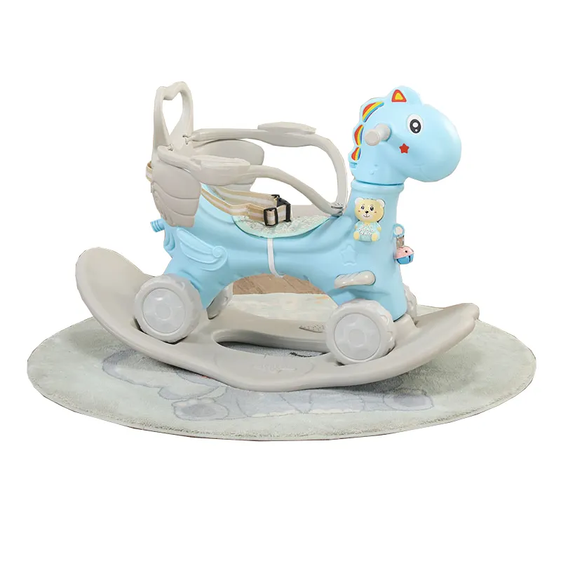 Multifunction Baby Kids Music toys Animal ride Rocking Horse With Back and Handrail