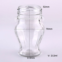 Bouteilles en verre transparentes en forme de V de 212 ml (7 oz) de qualité supérieure et abordables avec bouchons en fer blanc noir pour sauces, miel, aliments, épices, remplissage à chaud