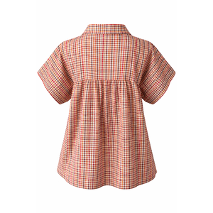 Women Plaid Shirt Short Sleeve Button Front Casual Regular Fit 100% Cotton Eco-Friendly Breathable ODM Spring Summer Shirt - Product Image 6