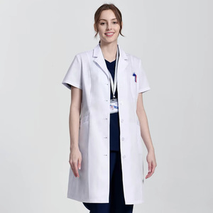 专业男女通用工作服 透气棉涤混纺医院制服 白色实验室外套 医生服 - Product Image 2