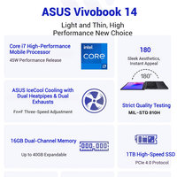 Para Nuevo Vivobook14 Business Laptop Intel Core 2,5 16GB DDR5 RAM 14 "K Pantalla 1TB SSD Windows 11 Home Inglés