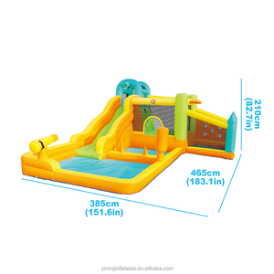 Aufblasbares Schloss mit <span class=keywords><strong>3</strong></span> Ball gruben, Sprung bereich, umgeben von einem Sicherheits netz, um Kinder sicherheit zu gewährleisten. - Product Image 2