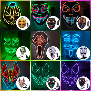 Masque de fête lumineux Halloween en promotion – Masques LED Halloween à lettres noires – Masque d'horreur citrouille et fantôme - Product Image 4