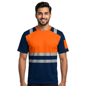 Clush Industries Polyester/Cotton Custom Breathable High Visibility Reflective Safety T-Shirt Unisex Construction Work <b>Heat</b> - Product Image 1