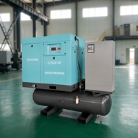 Compresseur d'air à vis refroidi par air lubrifié pour découpe laser, 16 bars, moteur 15-22 kW, traitement d'air intégré et réservoir de réception