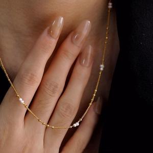 S925 Pure <b>Silver</b> Plated 18K Gold Natural Millet Pearl <b>Necklace</b> for Women Luxury Light Tempered <b>Layered</b> Collarbone Chic Niche - Product Image 3