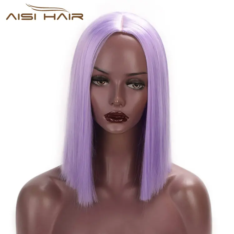 Aisi Cabelo Curto Reta Peruca de Cabelo Sintético Resistente Ao Calor Roxo Para Mulheres Brancas Pretas Cosplay Ou Bob Perucas Do Partido