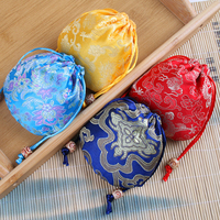 Sac à main en soie personnalisable pour bijoux, pochette à cordon en brocart, sacs cadeaux pour pièces de monnaie, motif floral, broderie de style traditionnel chinois