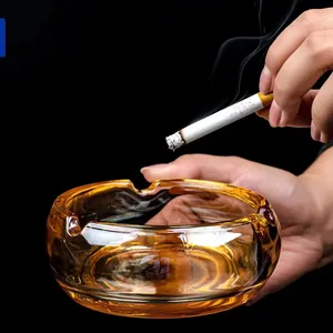 Crystal Ashtray Thickened Glass Hotel Home Glassware Good Quality Manufacturer Supply Transparent Amber Round