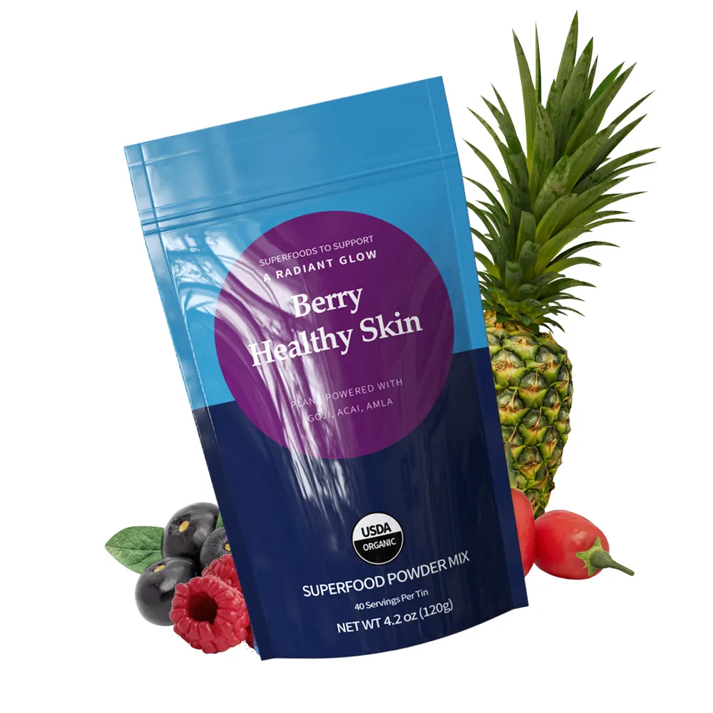 Berry Healthy Skin Powder Crafted para pele radiante e brilhante sem açúcar adicionado e embalado com poderoso superalimento 120G por pacote