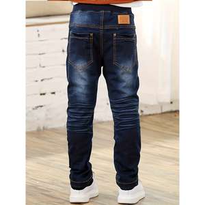 Button-Trim Stretch Waist Denim Pants <b>with</b> <b>Pocket</b> Boys Children's Pants & <b>Trousers</b> - Product Image 6
