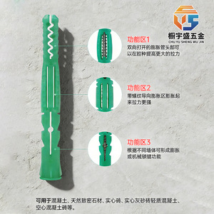 ท่อขยายไนลอน Chu Yu Sheng รุ่น 880 สีเขียว พร้อมฝาสีดำ สำหรับยึดแผ่นยิปซัมและอิฐบล็อก - Product Image 2