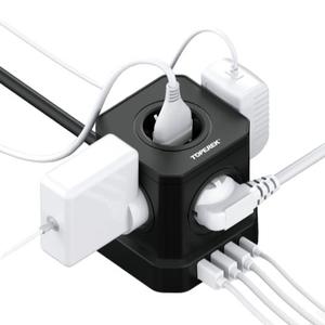 Regleta de Enchufes Tipo Torre con Protección Contra Sobretensiones, Estándar Europeo 16A, 5 Tomas de Corriente, 3 Puertos USB-A, 1 Puerto Tipo-C, Segura y Eficiente - Product Image 4