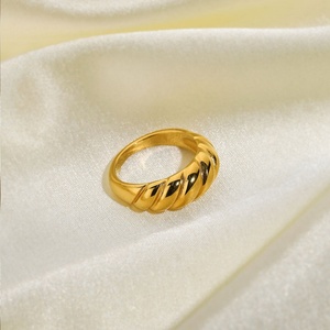 Bague en acier inoxydable 316L étanche et inaltérable, plaquée or 14K 18K, personnalisable, vente en gros, pour femme - Product Image 6