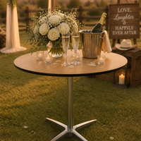 Table de cocktail extérieure pour hôtel au design moderne, pour événements, avec plateau en contreplaqué, structure en métal, durable et facile à nettoyer