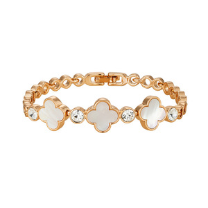 Elegant Rose Gold Lucky Charm <b>Bracelet</b> with Mother-of-Pearl CZ Accent Daily Stacking Gift - Product Image 5
