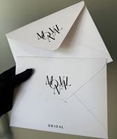 Enveloppes personnalisées blanc poudré avec effet dégradé délicat, enveloppes personnalisées avec nom ou slogan sur mesure