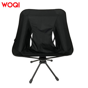 Chaise pliante portable Woqi Camping, chaise lune rotative à 360 degrés, tissu Oxford noir, pour voyages en plein air, plage, pêche - Product Image 1