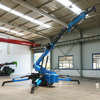 Mini-grue araignée télécommandée certifiée CE, capacité de levage hydraulique de 3 à 8 tonnes, avec flèche de manutention et stabilisateurs télescopiques