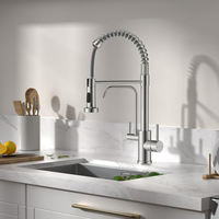 Robinet de cuisine de luxe au design carré, moderne et élégant, avec douchette extractible à ressort en céramique, double poignée pour eau chaude/froide, idéal pour salle de bain et salle à manger