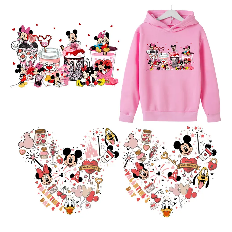 Dessin animé Mickey Mouse autocollant vêtements Logo impression lavable transfert de chaleur vêtement hologramme PET Film couleur personnalisée