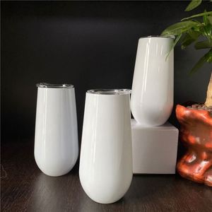 Gobelet à vin en acier inoxydable à double paroi isolé sous vide avec revêtement blanc 6 oz pour la sublimation, idéal pour les voyages et le camping - Product Image 3