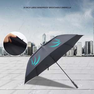 Parapluie de golf droit XJ 30 pouces en fibre de verre coupe-vent à ouverture automatique, prix abordable, pour la vie quotidienne, avec logo personnalisé, pour hommes - Product Image 4