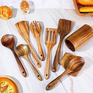 ชุดเครื่องครัวไม้สักธรรมชาติ9ชิ้นเครื่องใช้ในครัวทำโลโก้ออกแบบได้ตามต้องการ - Product Image 4